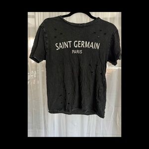 Dark Grey/Black Graphic T-shirt with holes